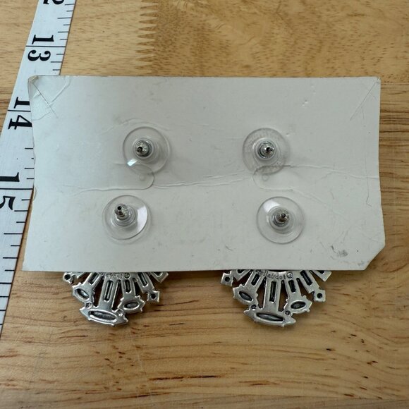 Stella & Dot Starburst Convertible Earrings With Pearl Studs & Rhinestone Jacket - Picture 7 of 8